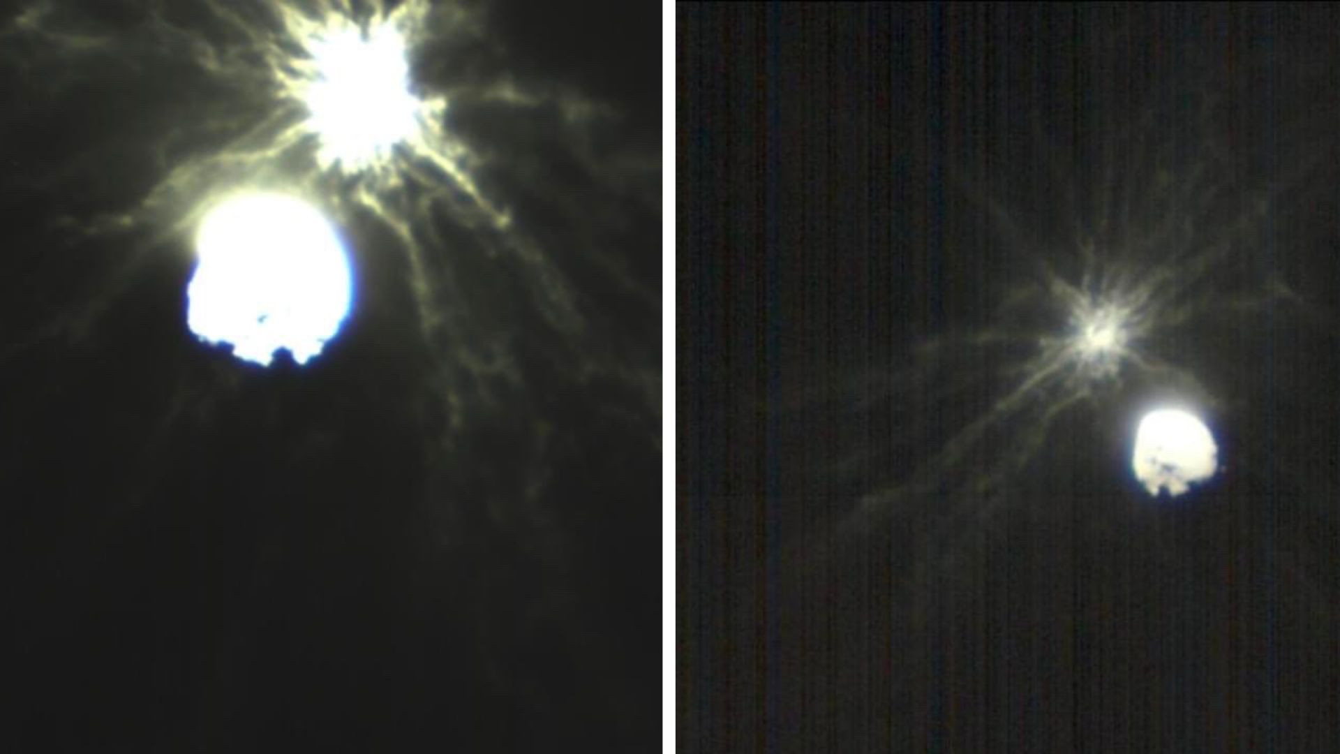 The first images of NASA DART spacecraft slamming asteroid Dimorphos