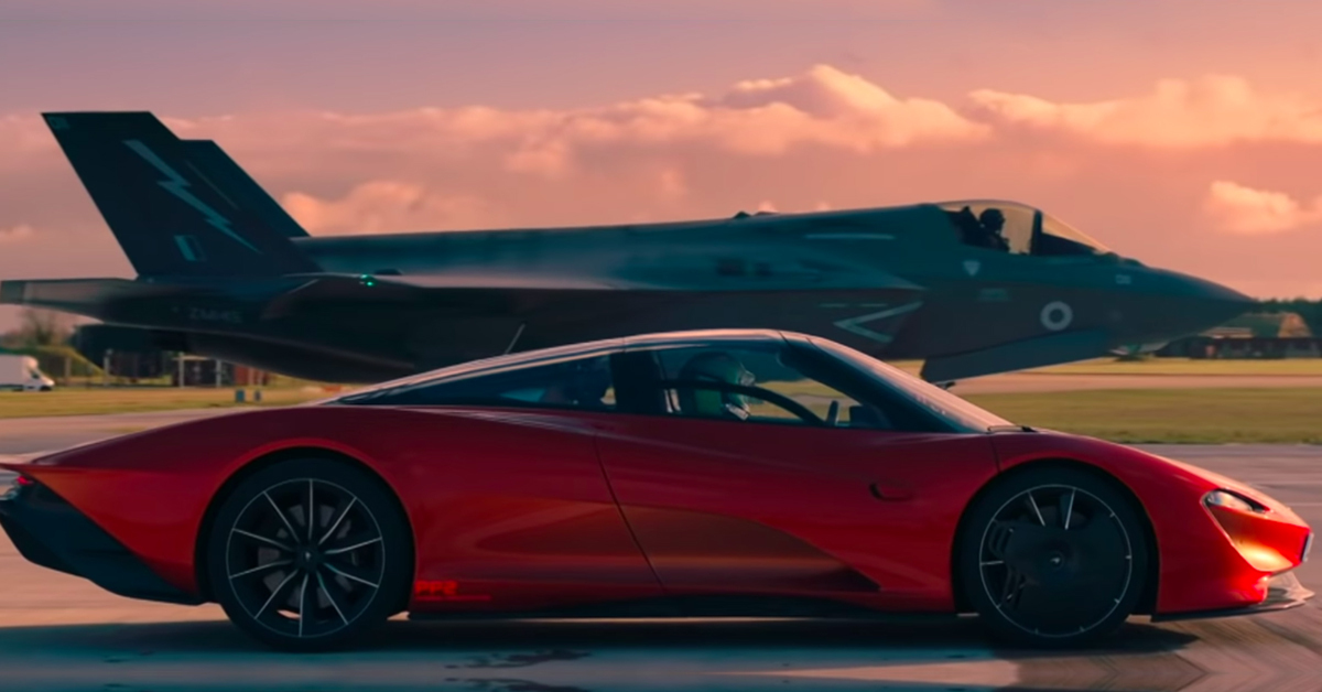 Top Gear Races a McLaren Speedtail Against an F35 Fighter Jet